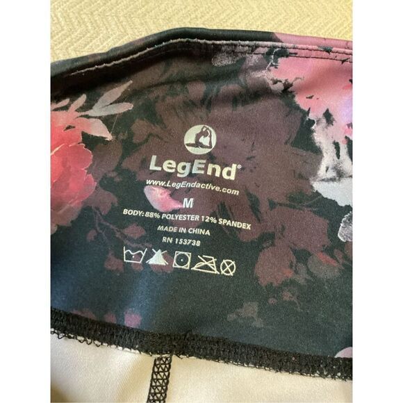LegEnd High - Waisted Printed Leggings Black / Pink  Full Length M - Picture 2 of 5